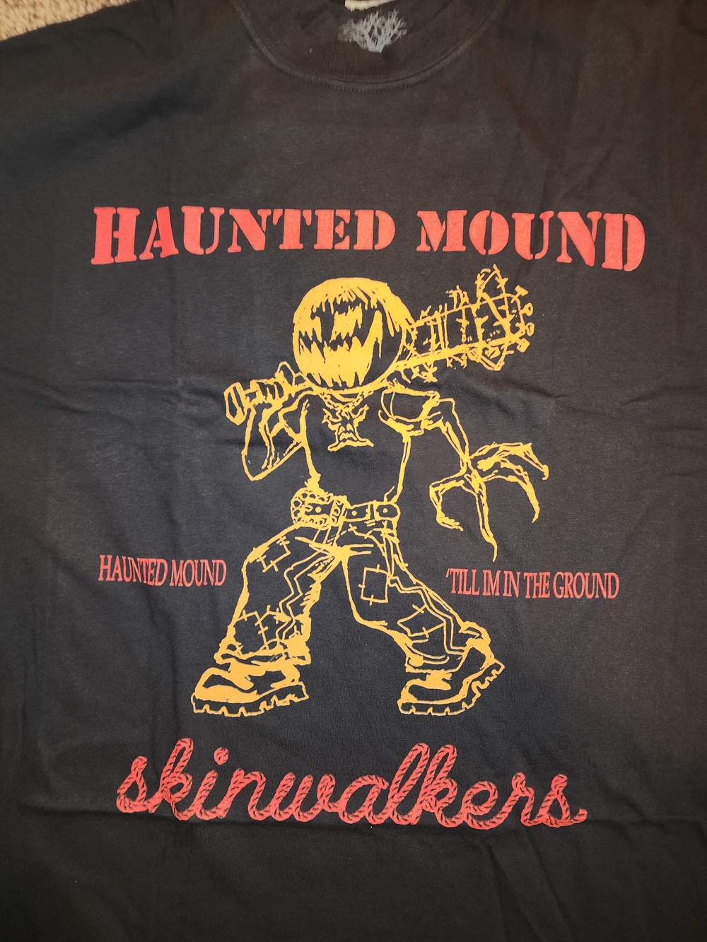 Haunted Mound Graphic Tee - Black with Orange and Red Print